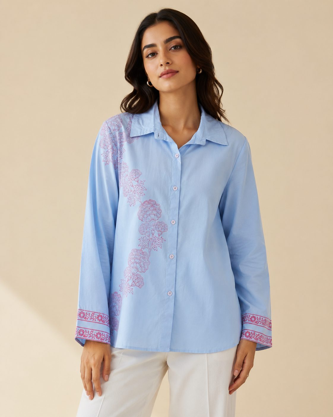 BLUE BLOCK PRINT SHIRT