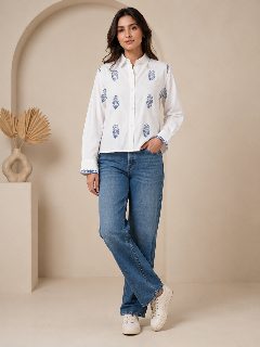 WHITE BLOCK PRINTED SHIRT detail 1